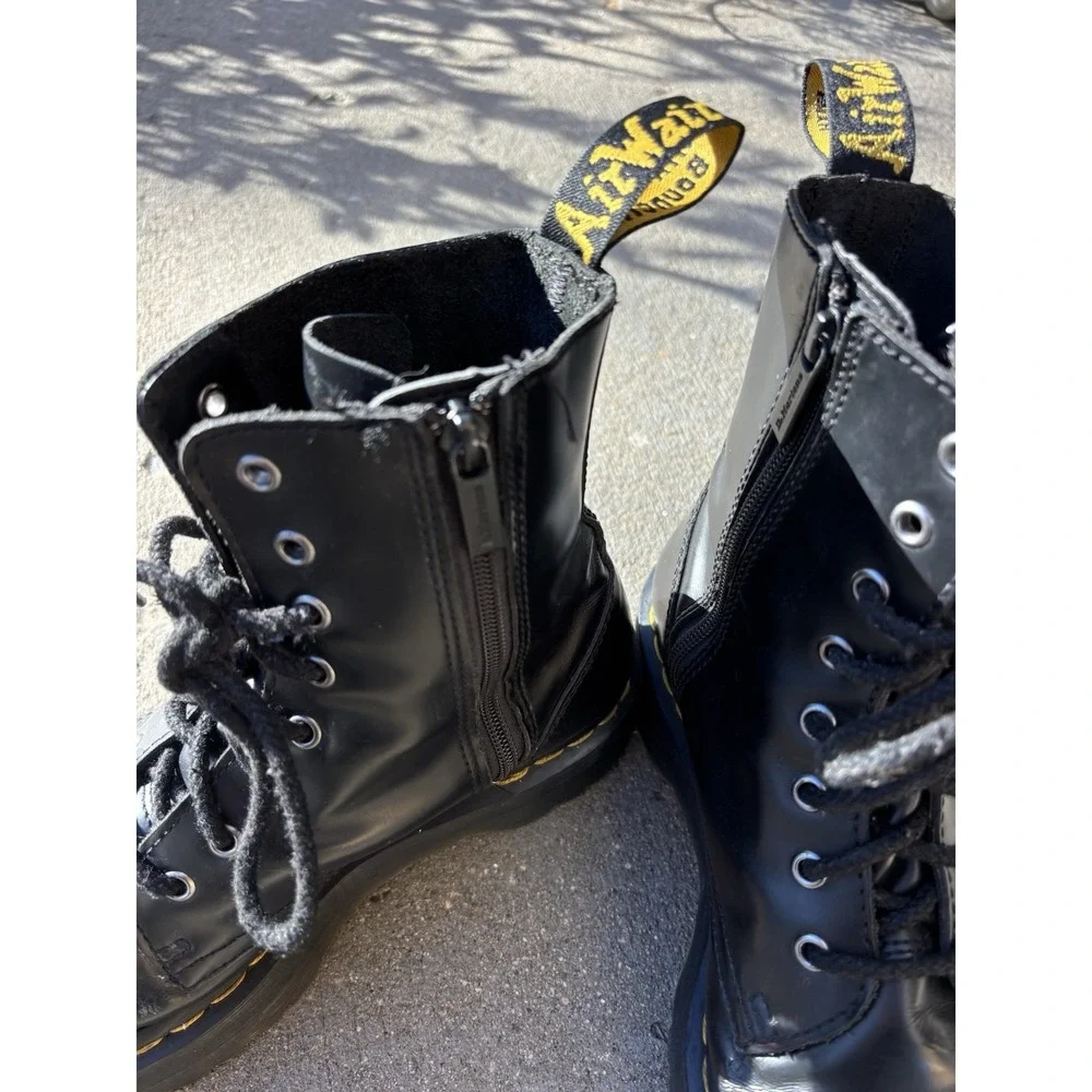 Dr. Martens Size 9 Jadon Leather Platform Combat Boots Black Leather - Picture 5 of 9